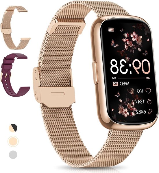 Smartwatch Dames, 1,3 inch Touchscreen Slimme Horloge, IP68 Waterdicht Sporthorloges met Hartslagmeter, Slaapmonitor, Stappenteller, Fitnesstrackerhorloge voor Android/iOS (Rosa