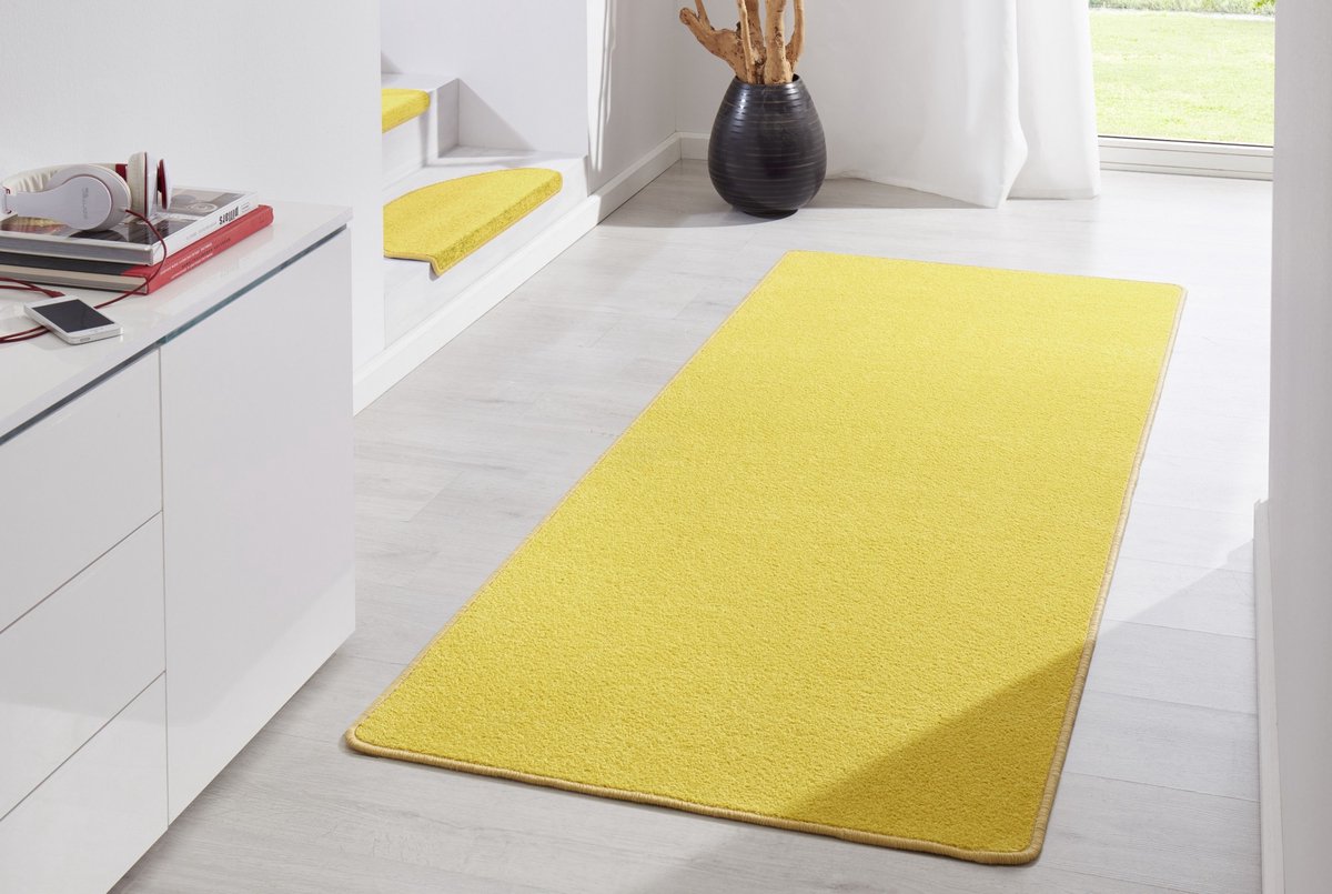 Loper Uni Laagpolig Effen Vloerkleed - Fancy - Geel 100x150 cm