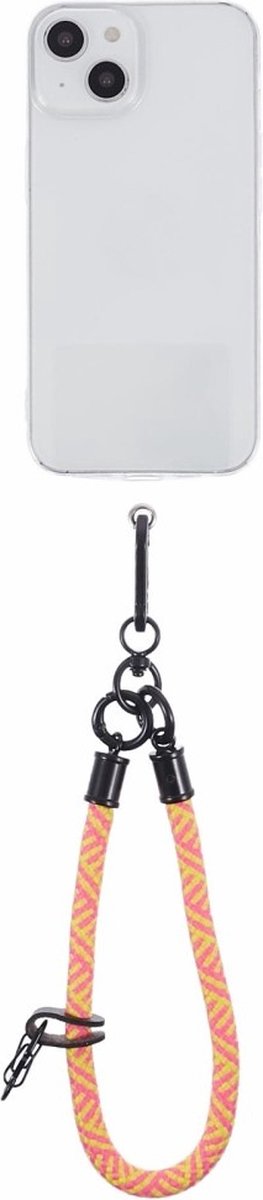 Coverup Polskoord met Sleutelhanger - Gevlochten Nylon 8mm - Roze / Geel