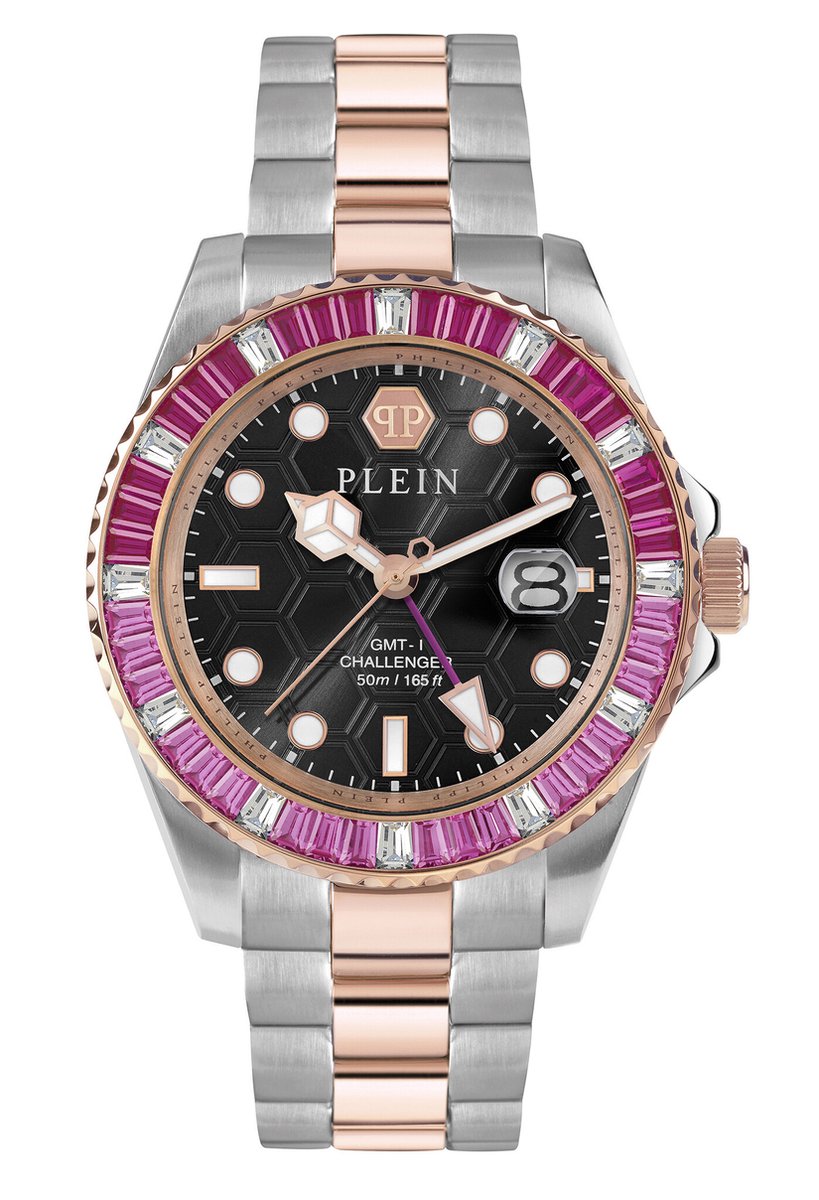 Philipp Plein Gmt-I Challenger Baguettes PWPZA0324 Horloge - Staal - Zwart - Ø 44 mm