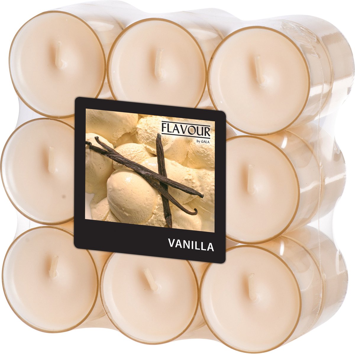 Conpax Candles Geur theelichtjes/waxinelichtjes - transparant - 18x - Vanilla aroma - 6 branduren