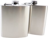 Bol.com HIXA Heupfles - Zilver - 2 Stuks - Flacon - Veldfles - RVS - Drinkfles - Platvink - Kunststof Dop - 200ml - SILVY aanbieding