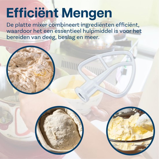 Platte Mixer K45B voor KitchenAid 4,5-5 Quart Tilt-Head Stand Mixers Artisan & Classic Series van MMOBIEL - Aluminium Opzetstuk Keuken - Platte Deegklopper Accessories - Enkel Handwas van MMOBIEL — afbeelding 3