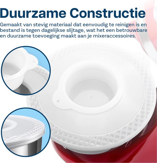 Mixer Bowl Cover voor KitchenAid 5 Quart Tilt-Head Stand Mixers Artisan Series van MMOBIEL - Mixer Bowl Cover Voorkomen dat Ingrediënten Morsen - Mixer Spatbescherming met Ingrediënt Toevoeg Opening van MMOBIEL — afbeelding 4
