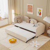 Lit de repos double avec tiroirs de rangement, lit de repos doublé en velours, chambre à coucher, salon, canapé-lit moderne, cadre de lit de repos pour salon, chambre d'enfant, chambre à coucher, style moderne, beige