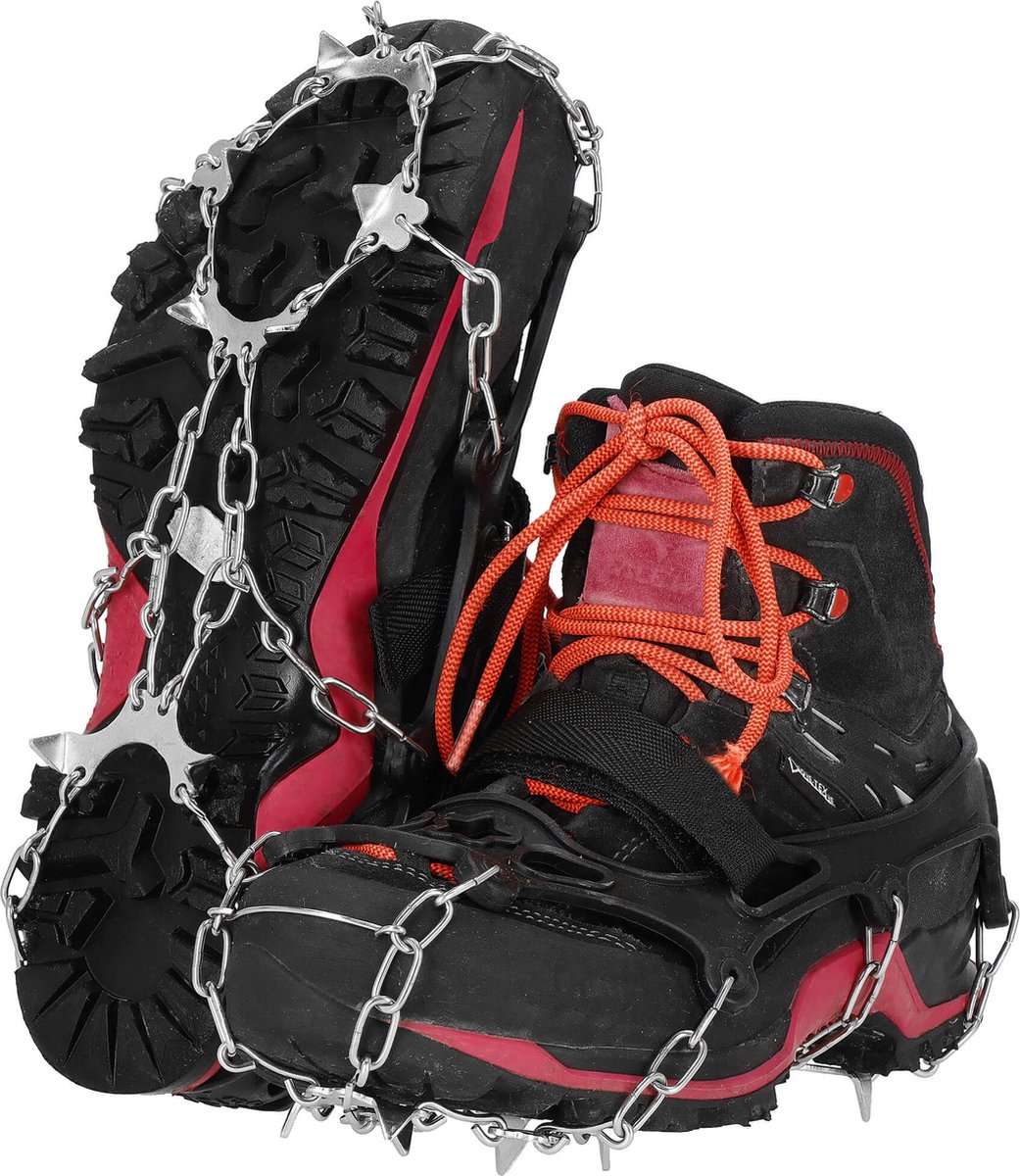 Springos Sneeuwgripzolen – Sneeuwijzers – Spikes voor Schoenen – Anti-Glij Ijzers – Anti Slip – Zilver – Zwart – 36-40