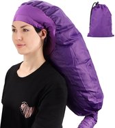 Bonnet Kap Haardroger met Extra Grote Verstelbare Kap - Eenvoudige Styling, Krullen en Diepe Conditionering, met Draagbare Draagtas - Droogkap met Elastische Band voor Natuurlijke Krullend Textuur Haarverzorging, Snel Drogend, Styling (Paars)
