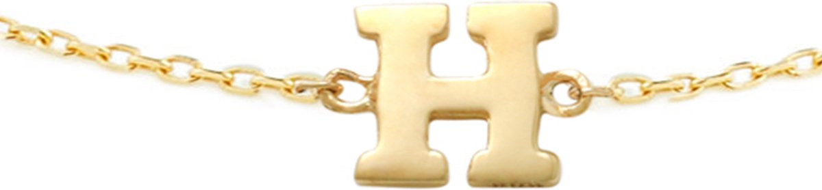 New Bling 9NBG-901H Gouden Armband met Letter H - 6mm - Ankerschakel - 16+1+1cm - 14 Karaat - Goud
