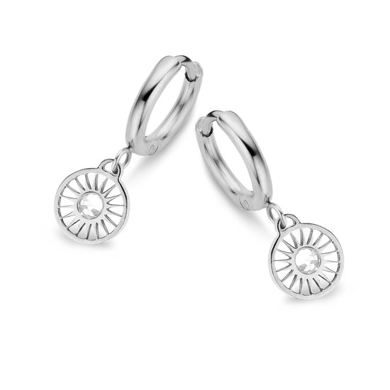 CO88 Collection Sense 8CE 70151 Boucles d'oreilles en acier avec pendentif - rond - cristal swarovski - 12 mm - couleur argent
