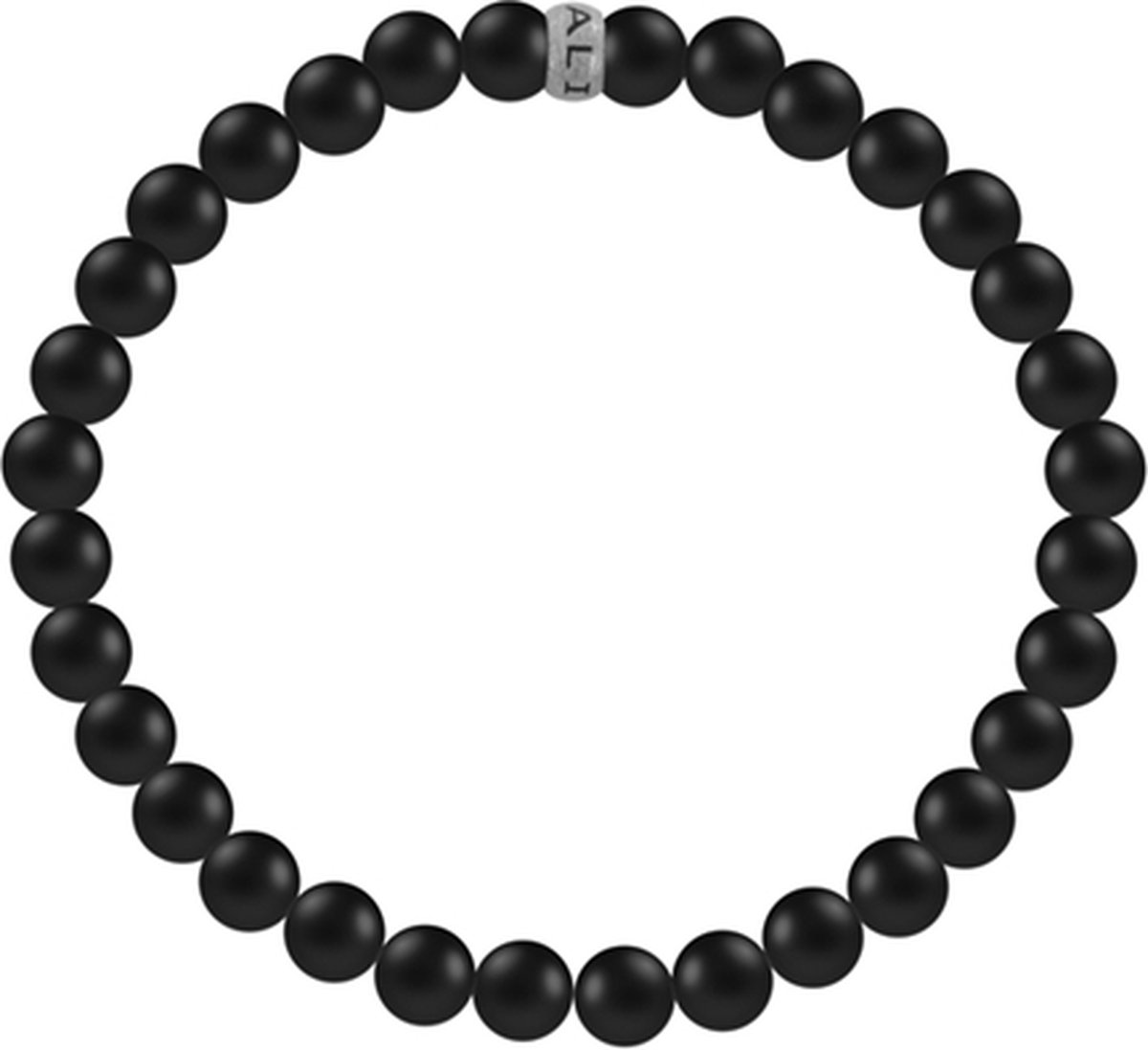 Kaliber 7KB-0037M Armband - Heren - Edelsteen - 18cm - Agaat - 4mm - Zwart