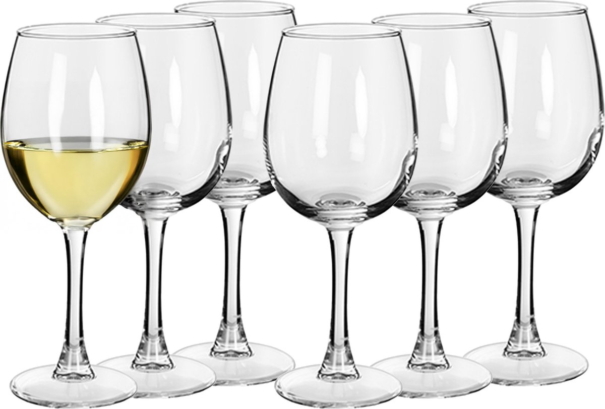 Alessandro Witte Wijnglazen King - 6x stuks - glas - 350 ml - H19 cm - ook voor rode wijn en rose