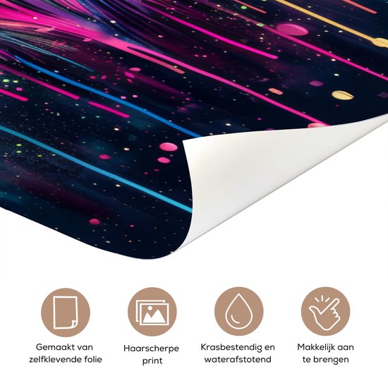 Deurposter 90x205 cm - Deursticker Leeuw - Verf - Kleurrijk - Zwart - Dieren - Meubelfolie zelfklevend - Deurfolie tienerkamer - Interieurfolie kinderkamer - Deur plakfolie - Deurbehang sticker - Kamer decoratie tieners