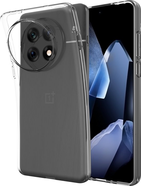 Coque transparente en TPU pour un téléphone OnePlus 13, axée sur les caméras.