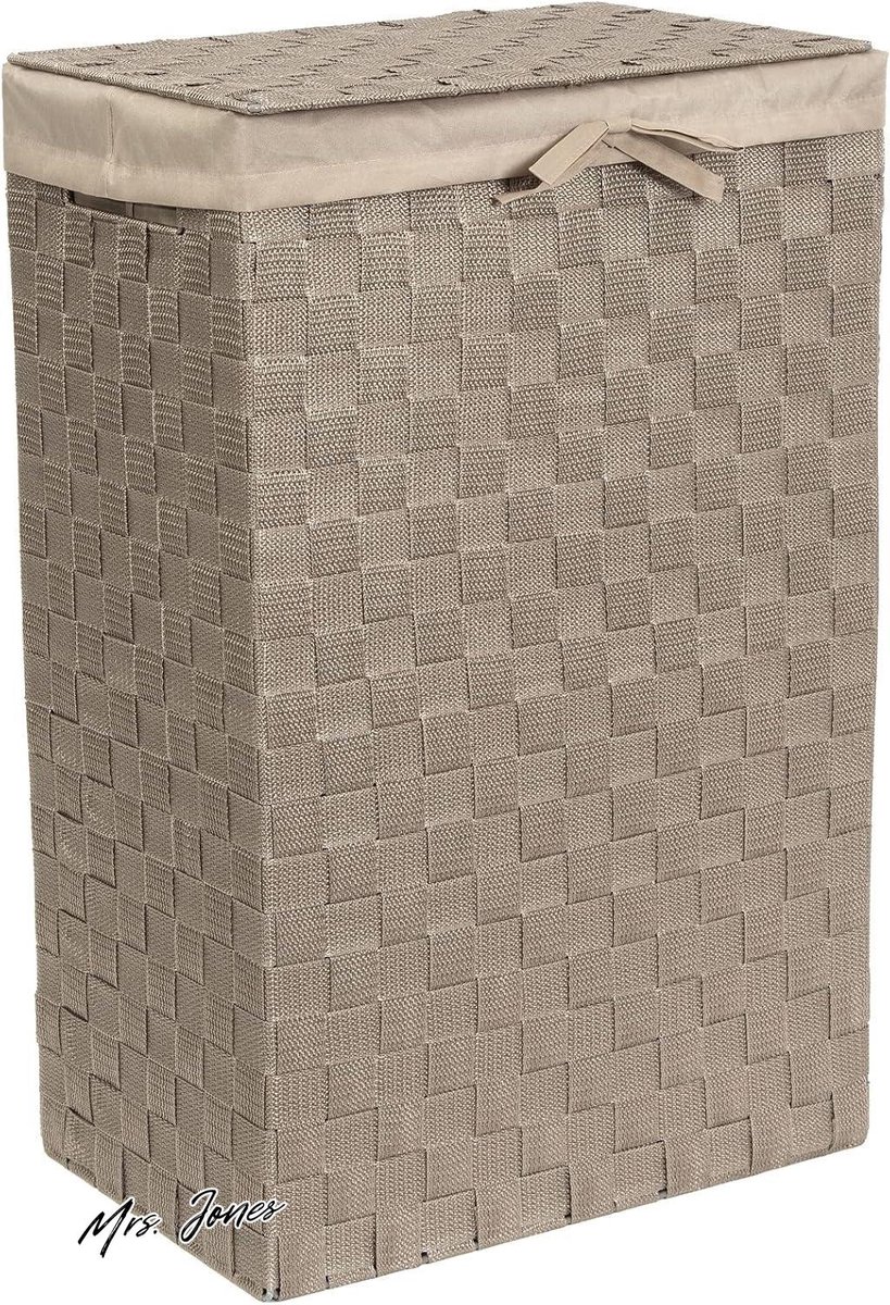 Goedkoopste Mrs Jones Wasmand Taupe 25 x 38 x H.60 cm - Opbergoplossing voor Wasgoed en Kleding .