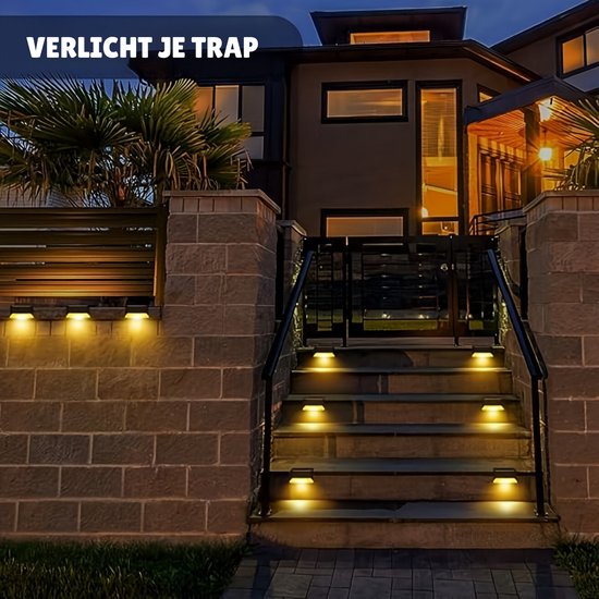 Lampe Solar Extérieure - Set de 2 Pièces - Éclairage Solar de Jardin - 6 LED - Etanche - Lampe Escalier Extérieur et Jardin - Éclairage extérieur Énergie Solaire - Opulfy