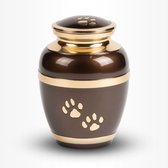 Dieren Urn Hond Middel 1,2 liter Bruin Goudkleurig Pootjes - Dieren Urn voor As Crematie - Urn Hond - Urn Kat