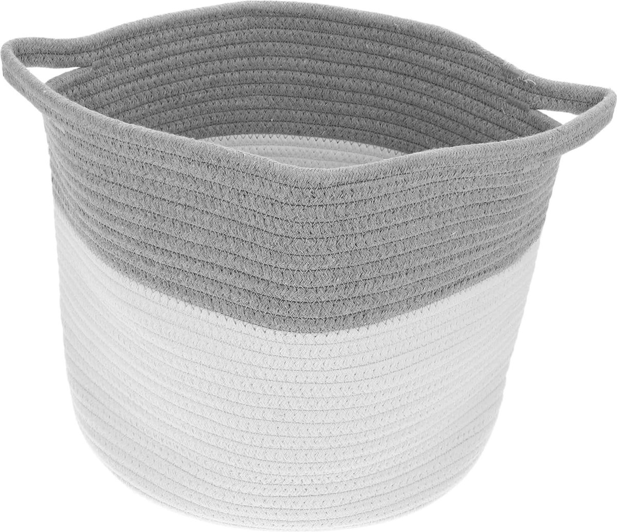 Geweven Opbergmand Light Grey - Duurzame Katoenen Organisator voor Bureau en Thuis