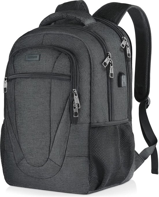 marcello Computer Backpack, Men's Backpack, Waterproof Backpack with Laptop Compartment and USB Charging Port for Leisure, Business, School, Black, Rucksack Backpacks