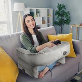 MINGPINHUIUS XL Leeskussen voor bed en bank met afneembare nekrol, ideaal rugkussen voor volwassenen met memory foam voor comfortabel lezen, werken, spelen, tv kijken, ontspannen (Blauw