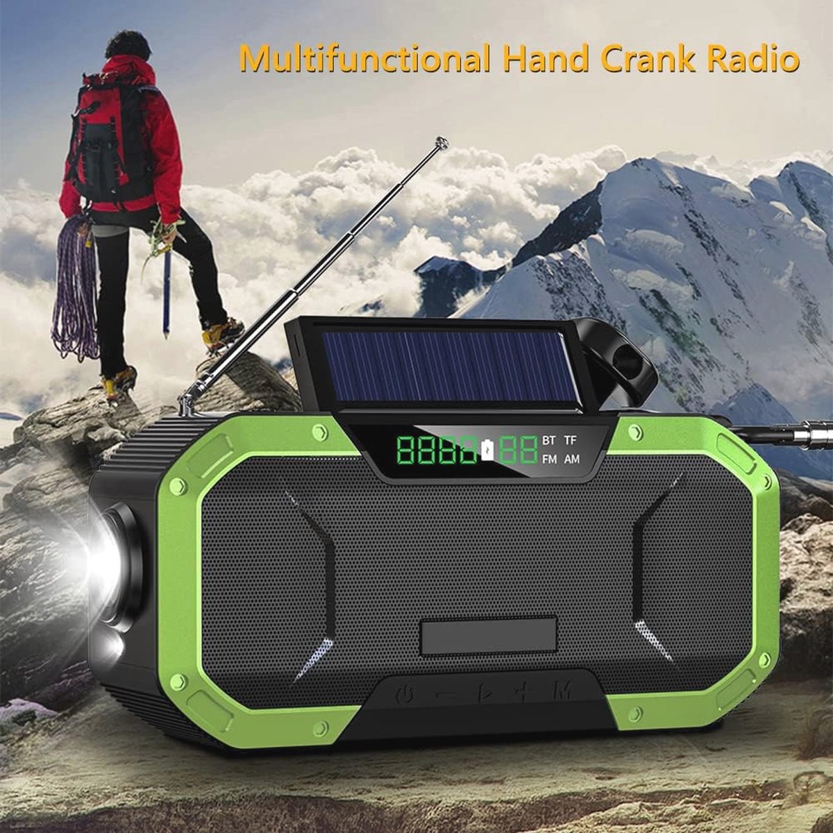 Multifunctionele Noodweerradio met Zonne-energie en Bluetooth voor Buitenactiviteit