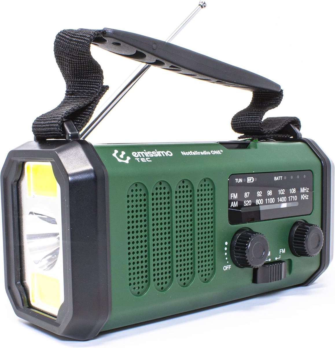 Solar Noodradio met Zwengel en Powerbank - Donkergroen