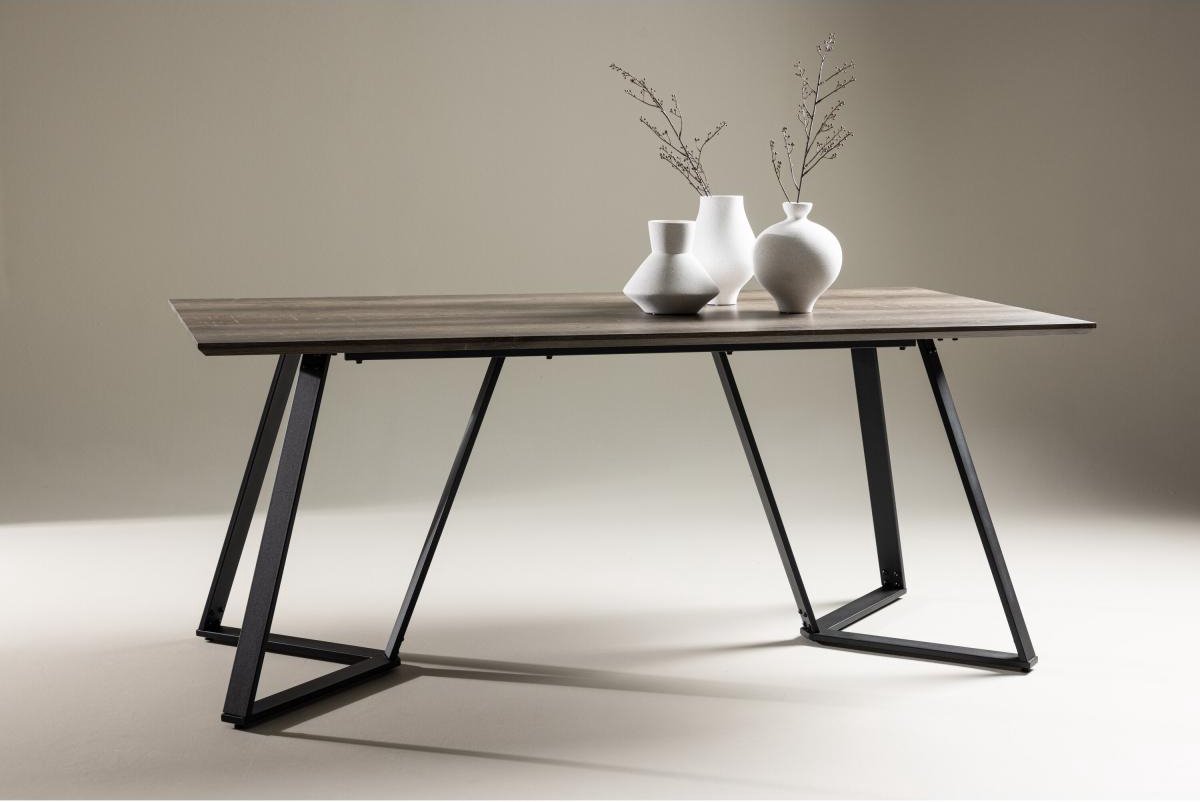 Svea - Mako rechthoekige eettafel - 180 x 90 cm - donkerbruin/zwart