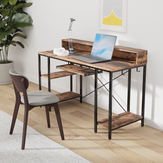 Homcom Desk Computer Desk with 4 Wheels, Z-Shaped PC Table, Space Saving, Sturdy with Keyboard Tray, Chipboard, White, 60 x 48 x 73 cm