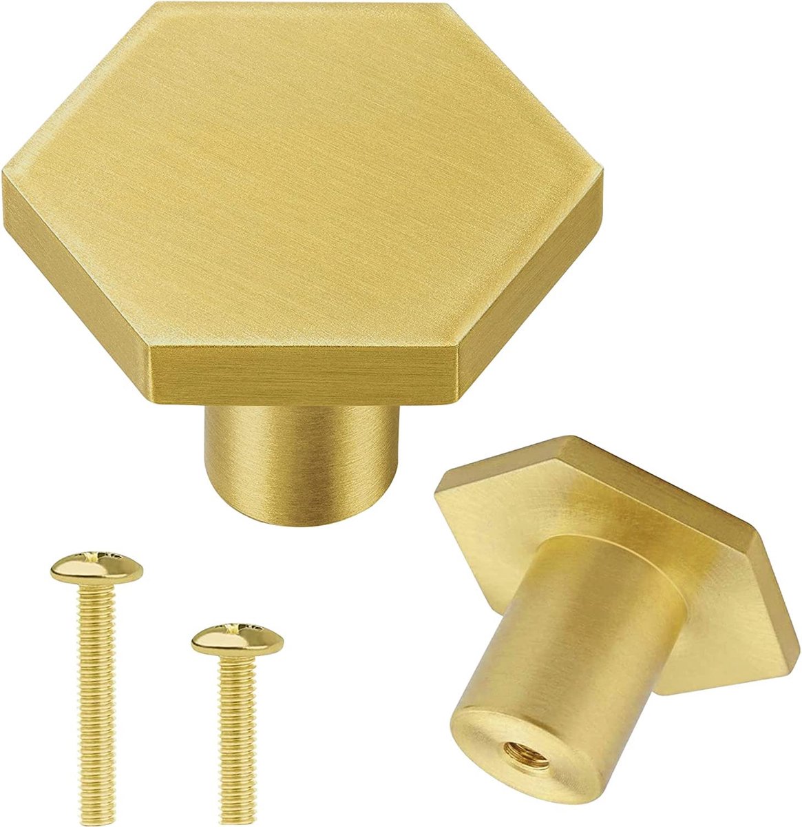 JGS ® Luxueuze Set van Vier Massief Messing Meubelknoppen in Gouden Afwerking voor Kasten en Laden
