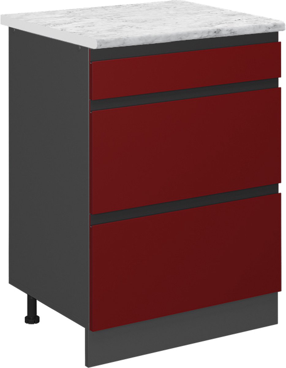 Vicco R-Line Keukenonderkast – 60 cm WB Marmer Rood Rood/Antraciet