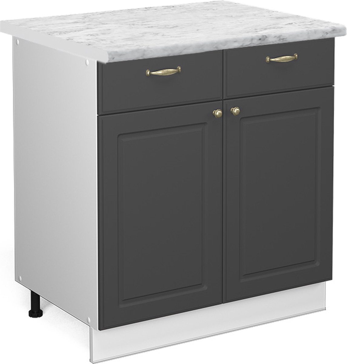 Vicco Fame-Line Keukenonderkast – 80 cm, WB Marmer Antraciet-goud Anthrazit-Gold landelijk/Wit