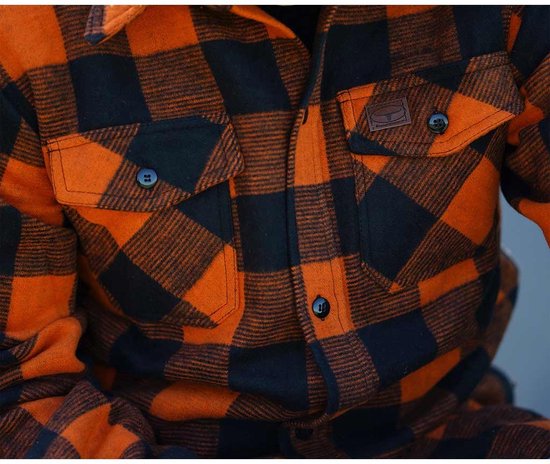 Longhorn - Chemise en flanelle Lumberjack (couleur : Zwart/ Orange / taille : S)