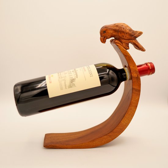 Houten Vogel Wijnhouder - Handgemaakt