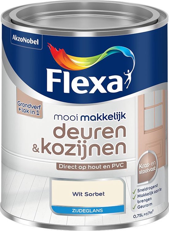 Flexa Mooi Makkelijk Deuren & Kozijnen in Wit Sorbet, 0.75L.