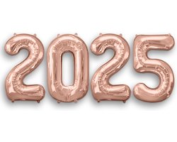 Q2Party - 2025 - New Year - Ballonnen - Set - Rose Goud - NYE - Versiering - Nieuw Jaar - Decoratie - Happy New Year Ballonnen - 70 cm