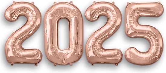 Q2Party - 2025 - New Year - Ballonnen - Set - Rose Goud - NYE - Versiering - Nieuw Jaar - Decoratie - Happy New Year Ballonnen - 70 cm