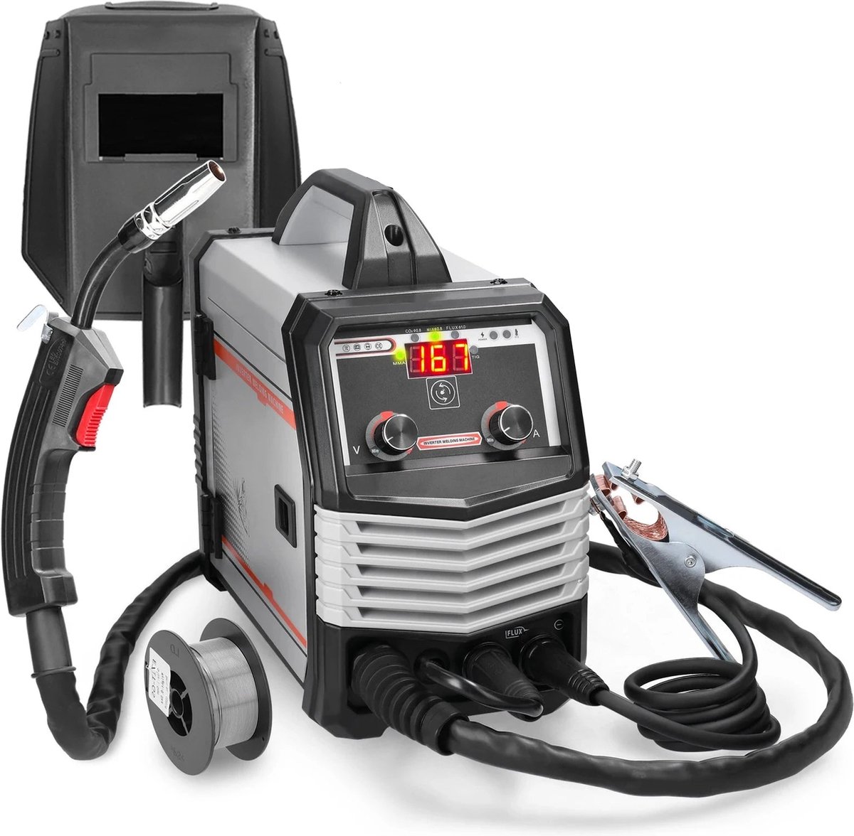 Lasmachine - Elektrische Lasser - Multifunctioneel - 4 in 1 MIG MMA MAG TIG - Inverter Lasser - Draagbare Elektrische Lasmachine - Intelligente Lasser - Grijs