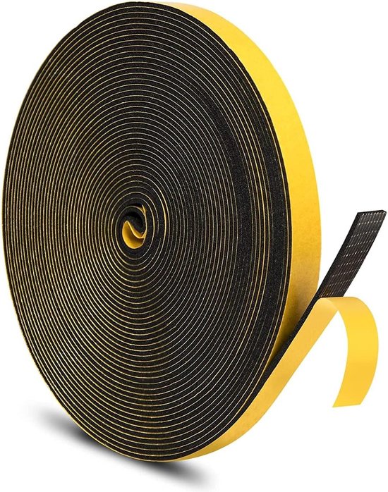 Bande D'Étanchéité Mousse CR Autocollante 9x3mm - 10 Mètres (2x5m) - Noir