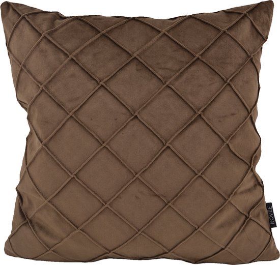 Velvet Cross Bruin Kussenhoes | Fluweel/Polyester | 45 x 45 cm