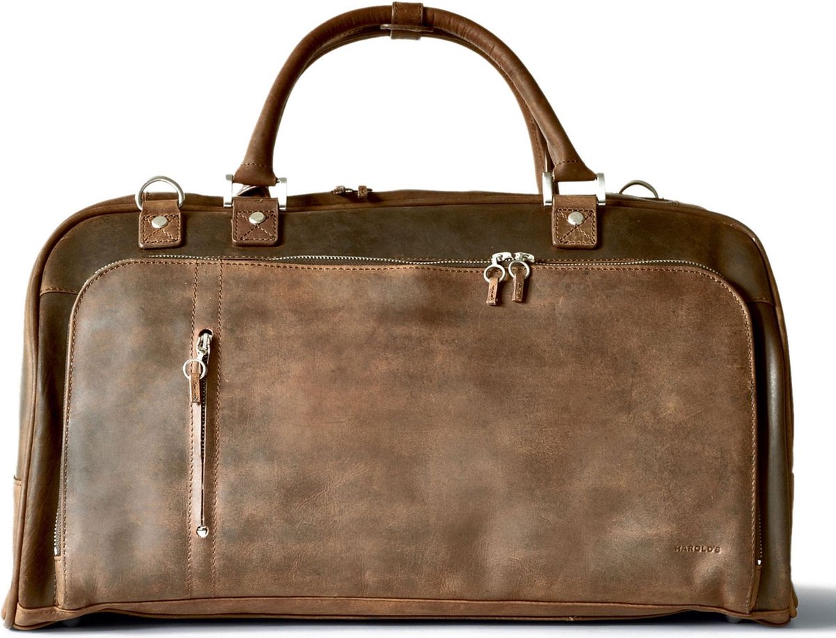 HAROLD'S Leren Reistas Antic Travelbag Nature Bruine