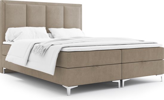 Foto: Meuba home jersey boxspring taupe 160x200 stof met topper 8cm