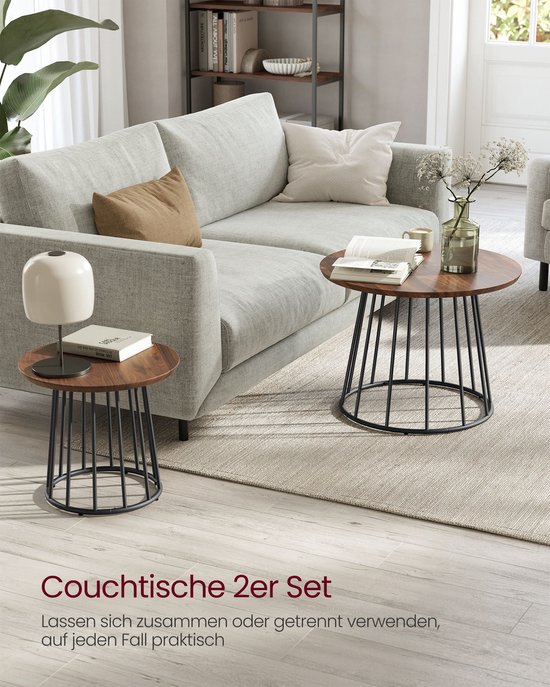 GIANTEX 2-delige salontafelset, 2 verdiepingen overlappende