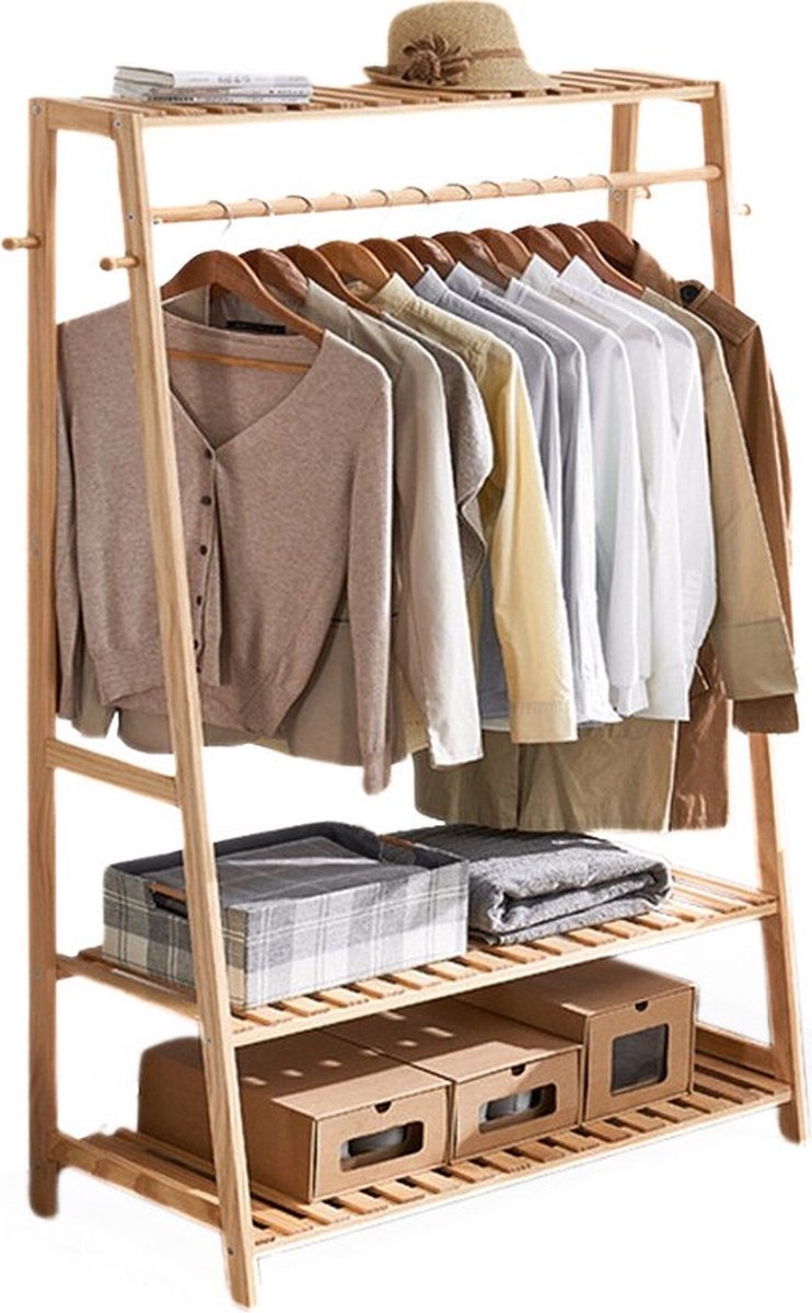 Kanyu Robuust Bamboe Kledingrek Duurzaam Stevig Bovenlegger 2 laags Schoen Kledingorganizer