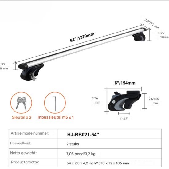 Galeries de toit universelles Happyment - Système antivol - Aluminium - Convient pour porte-bagages