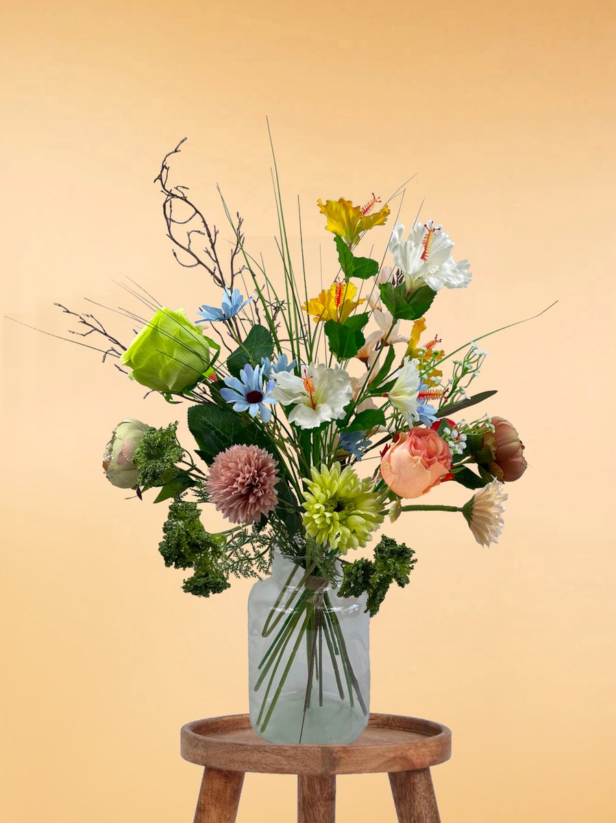 The Bloomistic® – Zijden Boeket – 70-80 cm hoog – Kunstbloemen – 15 stelen – voor haar – moederdag cadeautje – moederdag – nepbloemen – housewarming cadeau – decoratie – decoratie woonkamer
