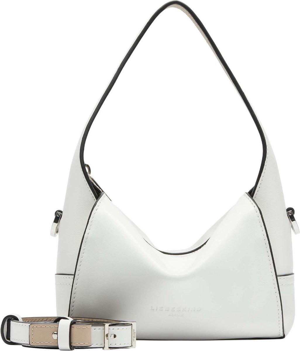 LIEBESKIND BERLIN Leren Handtas Schoudertas Lou 2 Calf Optic Hobo Bag Arctic Wit