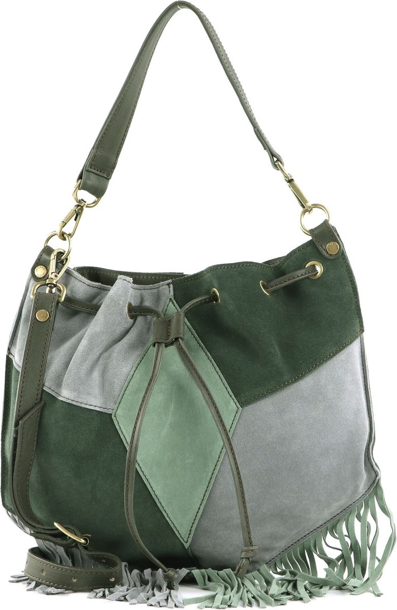 CATERINA LUCCHI Leren Schoudertas Lucca Shoulder Bag Comb. Organic Groene