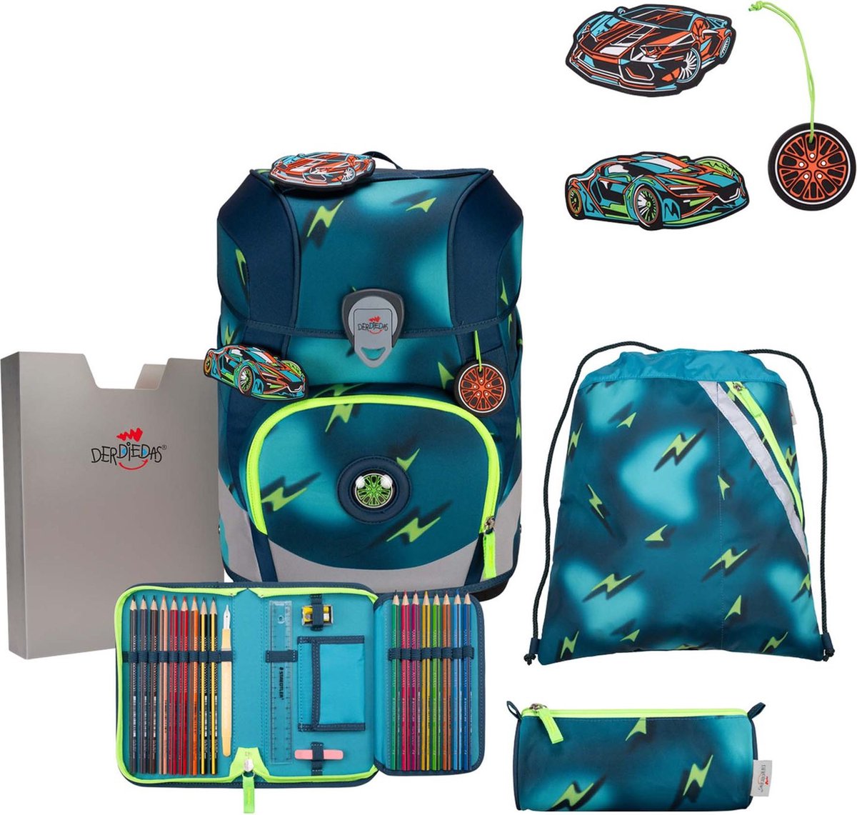 DerDieDas Schooltas ErgoFlex Tiny Schulranzenset 5-delig Magic Light Petrol