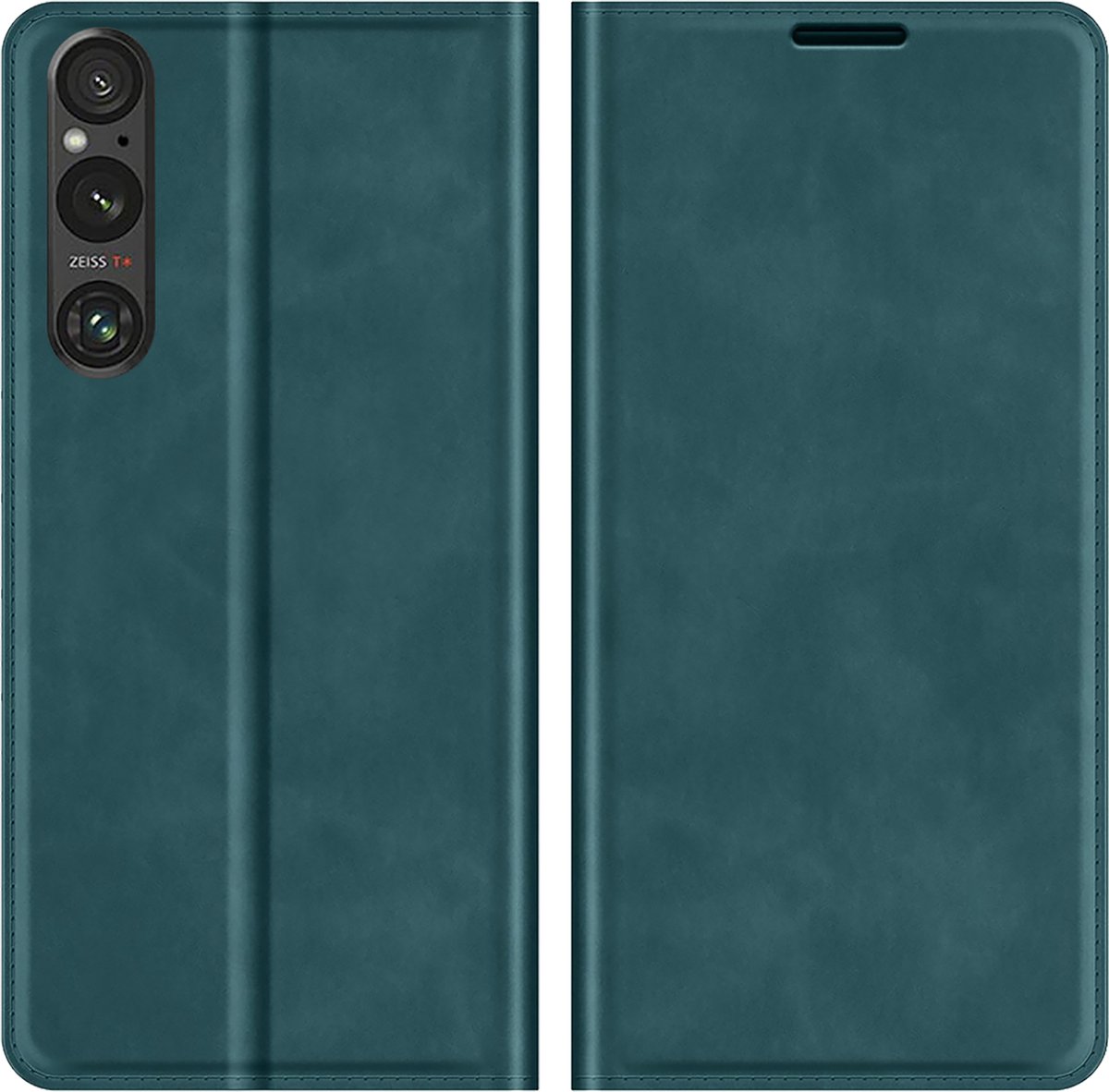 Cazy hoesje geschikt voor Sony Xperia 1 V - Hoesje met Pasjeshouder - Luxe Book Case - Groen