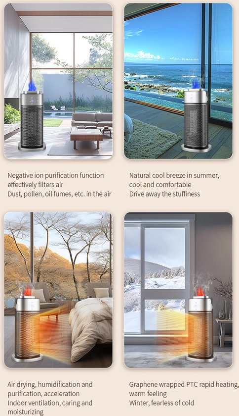 Black Friday!Homevector® Electric Heater Pro - Radiateur Soufflant - Radiant Electrique - 3 Positions - 2000W - Indication LED - Rotatif - Zwart