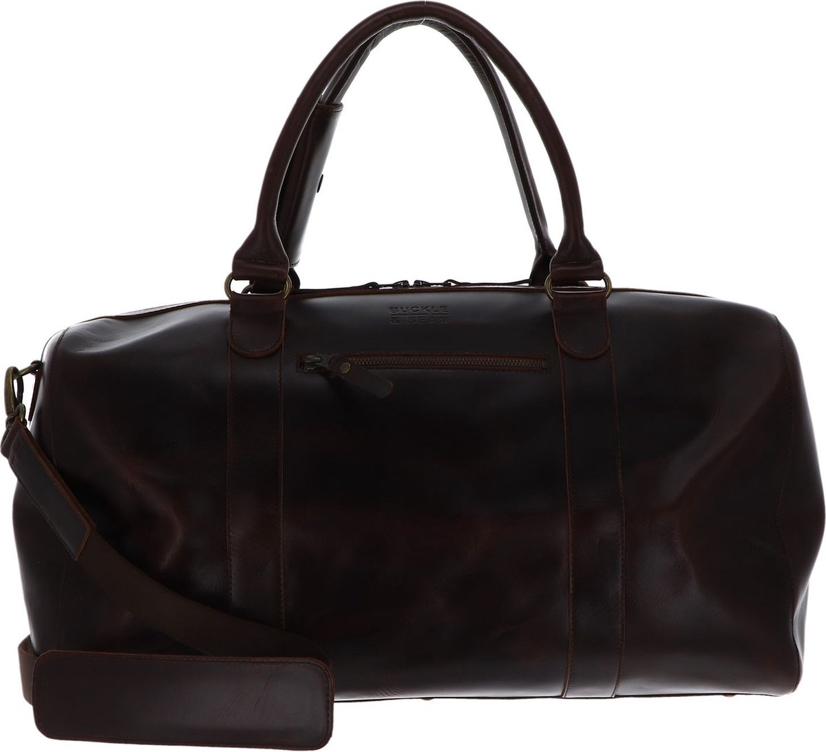 BUCKLE & SEAM Leren Reistas Willow Blu Weekender Brown Donkerbruin